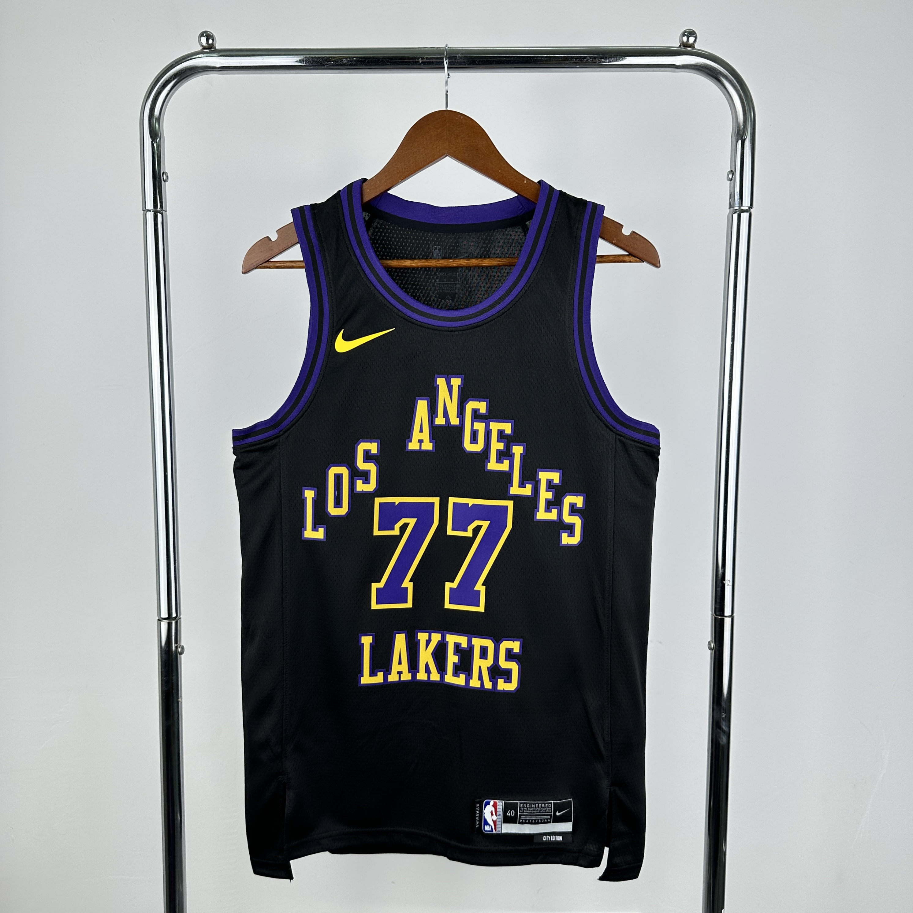 Men Los Angeles Lakers #77 Doncic Black City Edition Season Nike 2025 NBA Jersey style 1->atlanta braves->MLB Jersey